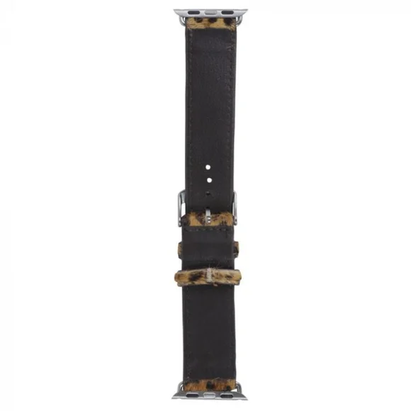 Genuine cowhide leopard cheetah leather watch band boho western brown black.new - Picture 3 of 4